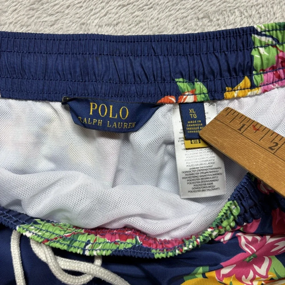 Polo Ralph Lauren Men's‎ XL Blue Floral  Hibiscus Graphic Print Swim Trunks